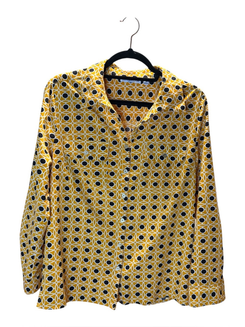 Notations Yellow Geometric Print Button-Down Shirt